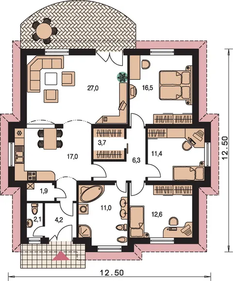 Montažna kuća Bungalow 51, 51 m², Monthaus (Montažne kuće Jevtić)
