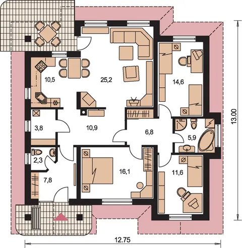 Montažna kuća Bungalow 53, 53 m², Monthaus (Montažne kuće Jevtić)