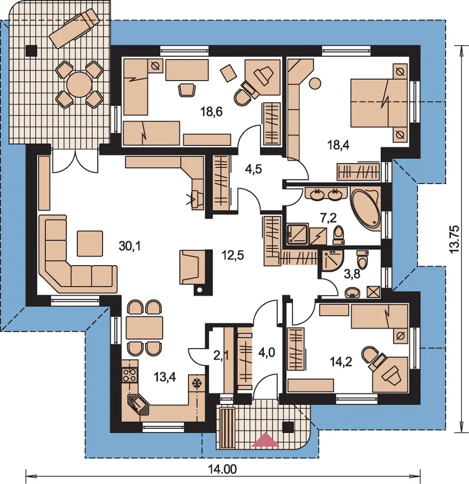 Montažna kuća Bungalow 54, 54 m², Monthaus (Montažne kuće Jevtić)
