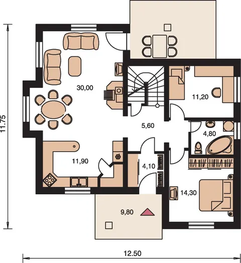 Montažna kuća Bungalow 61, 61 m², Monthaus (Montažne kuće Jevtić)