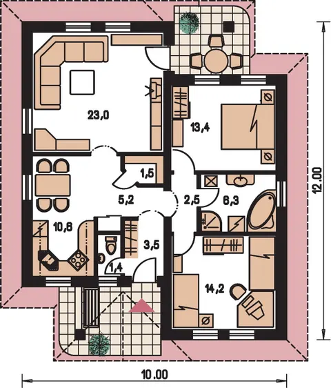Montažna kuća Bungalow 68, 68 m², Monthaus (Montažne kuće Jevtić)