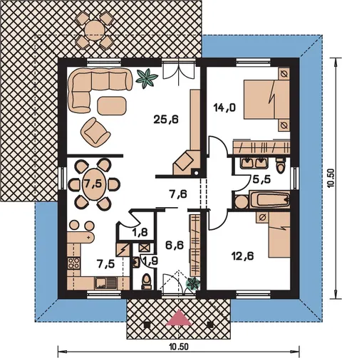 Montažna kuća Bungalow 69, 69 m², Monthaus (Montažne kuće Jevtić)