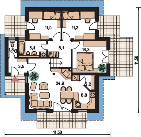 Montažna kuća Bungalow 75, 75 m², Monthaus (Montažne kuće Jevtić)