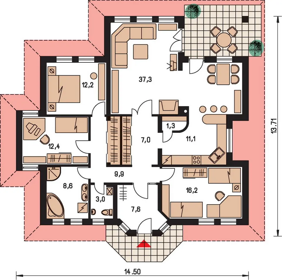 Montažna kuća Bungalow 79, 79 m², Monthaus (Montažne kuće Jevtić)