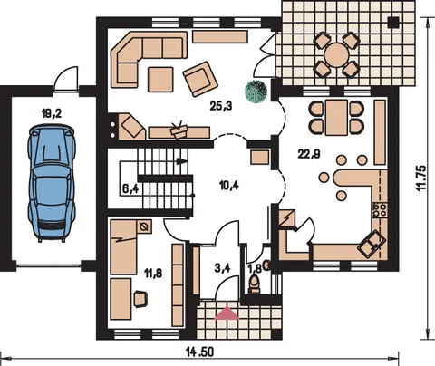 Montažna kuća Bungalow 80, 80 m², Monthaus (Montažne kuće Jevtić)