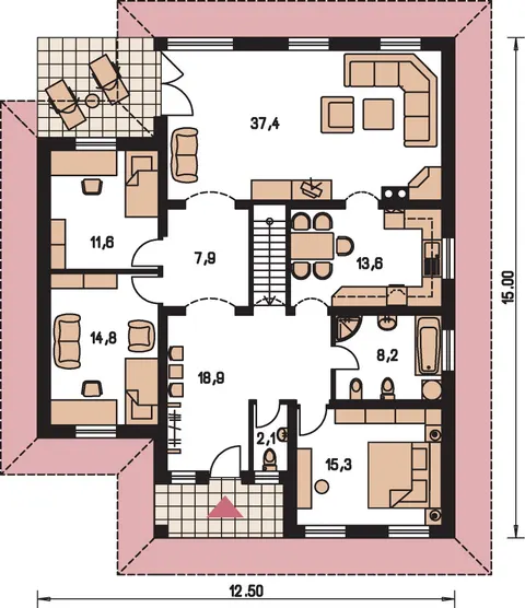 Montažna kuća Bungalow 82, 82 m², Monthaus (Montažne kuće Jevtić)