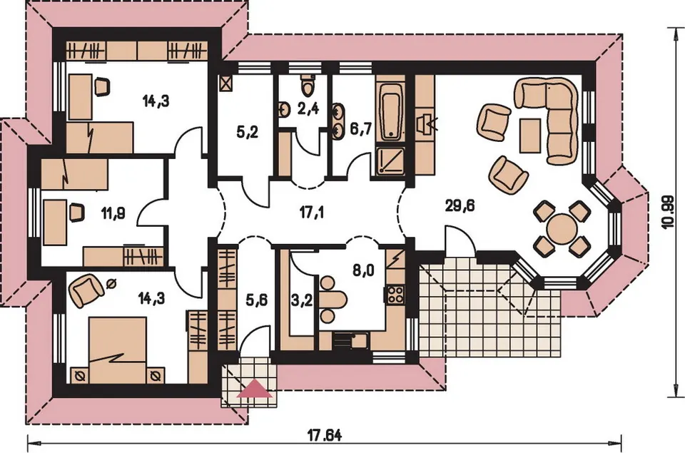 Montažna kuća Bungalow 85, 85 m², Monthaus (Montažne kuće Jevtić)