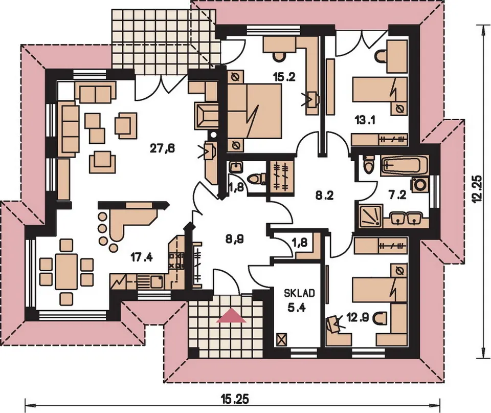 Montažna kuća Bungalow 87, 87 m², Monthaus (Montažne kuće Jevtić)