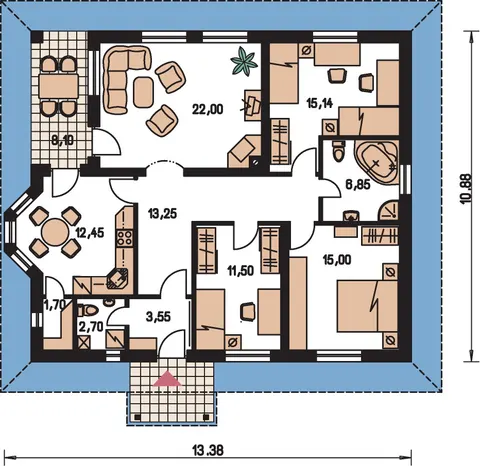 Montažna kuća Bungalow 91, 91 m², Monthaus (Montažne kuće Jevtić)