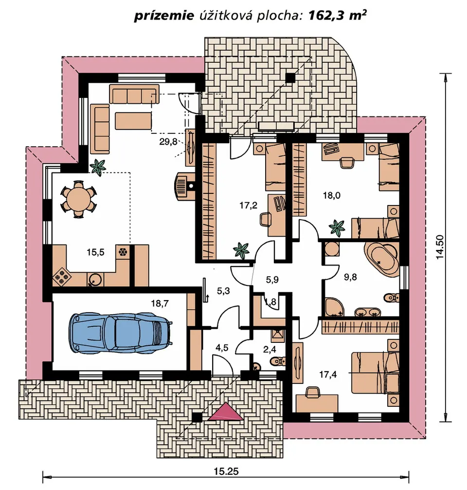 Montažna kuća Bungalow 92, 92 m², Monthaus (Montažne kuće Jevtić)