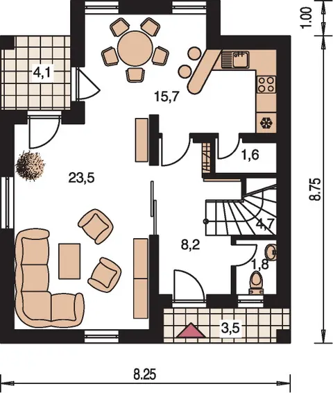 Montažna kuća Kompakt 34, 34 m², Monthaus (Montažne kuće Jevtić)