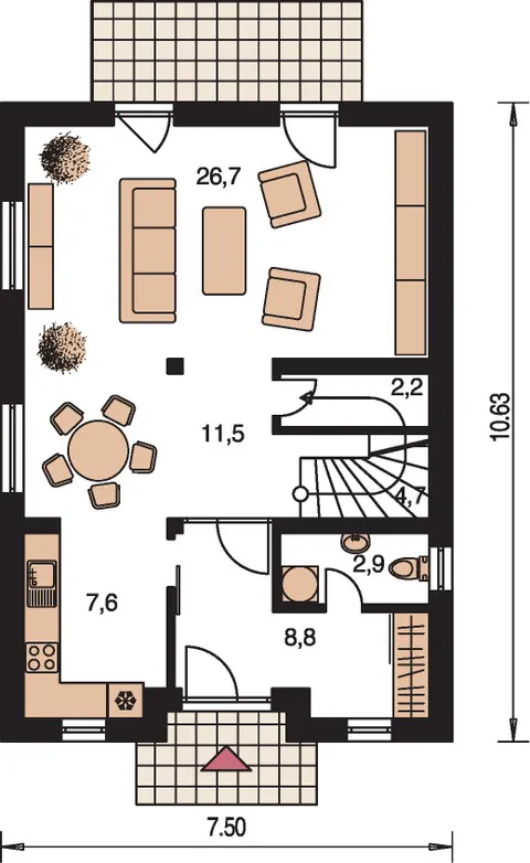 Montažna kuća Kompakt 37, 37 m², Monthaus (Montažne kuće Jevtić)