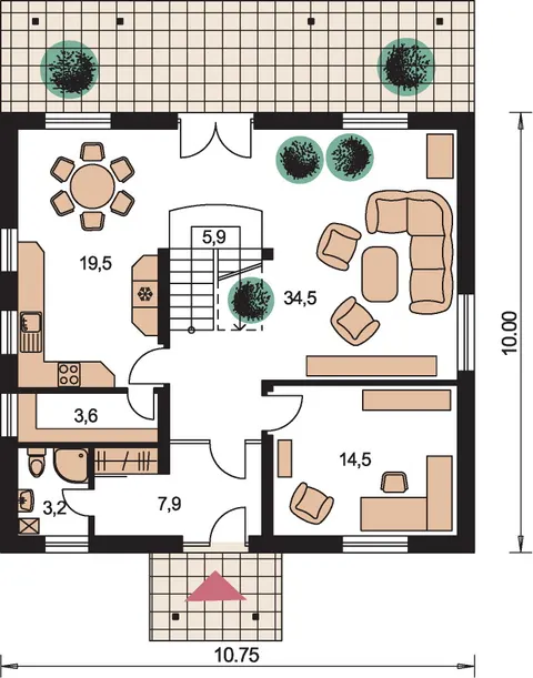 Montažna kuća Kompakt 46, 46 m², Monthaus (Montažne kuće Jevtić)