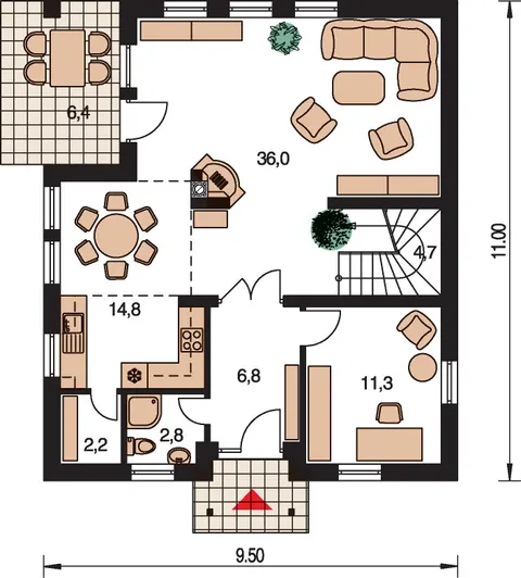 Montažna kuća Kompakt 48, 48 m², Monthaus (Montažne kuće Jevtić)