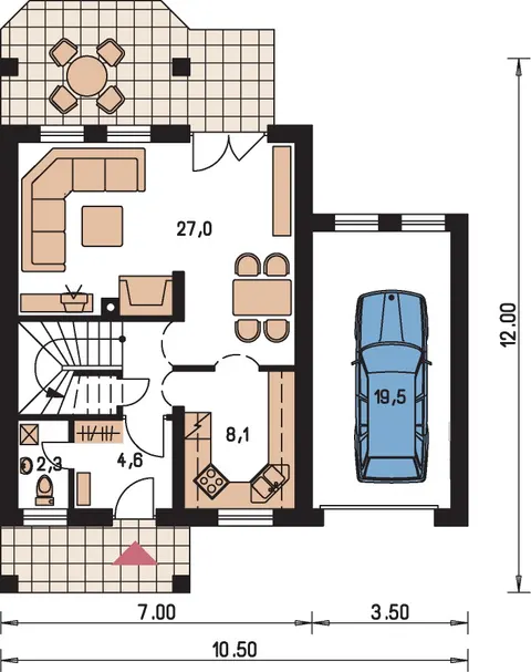 Montažna kuća Porto 21, 21 m², Monthaus (Montažne kuće Jevtić)
