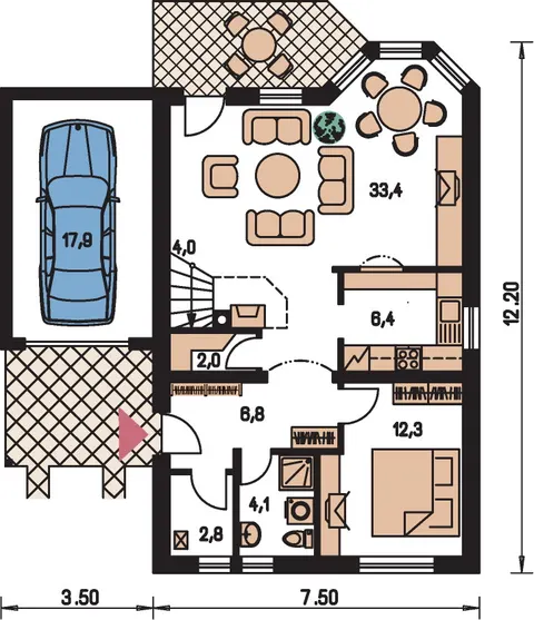 Montažna kuća Premier 92, 92 m², Monthaus (Montažne kuće Jevtić)
