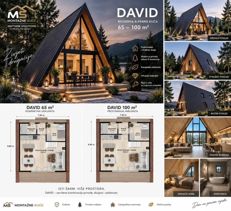 Osnova: MS Montažne Kuće Primjer 100 m² (cjenik), 100 m²