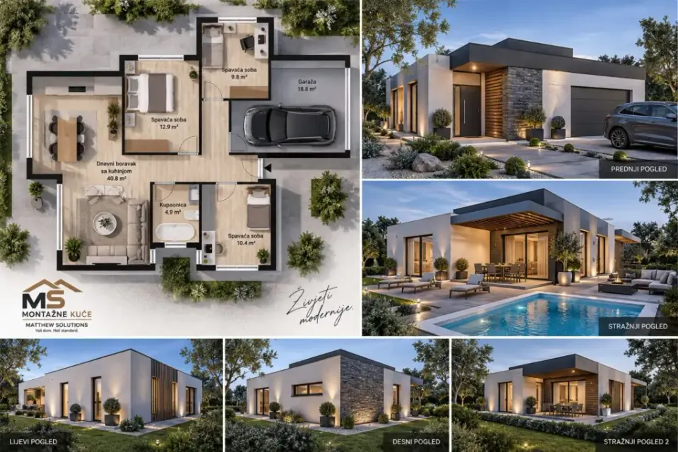 Osnova: MS Montažne Kuće Primjer 120 m² (cjenik), 120 m²