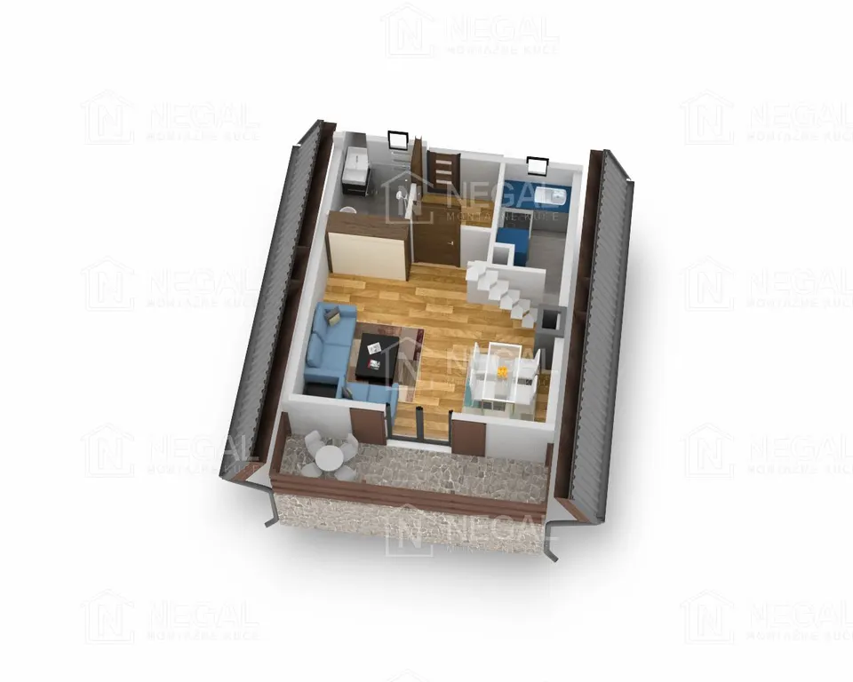 Montažna kuća Golija Tip 40, 73 m², Negal