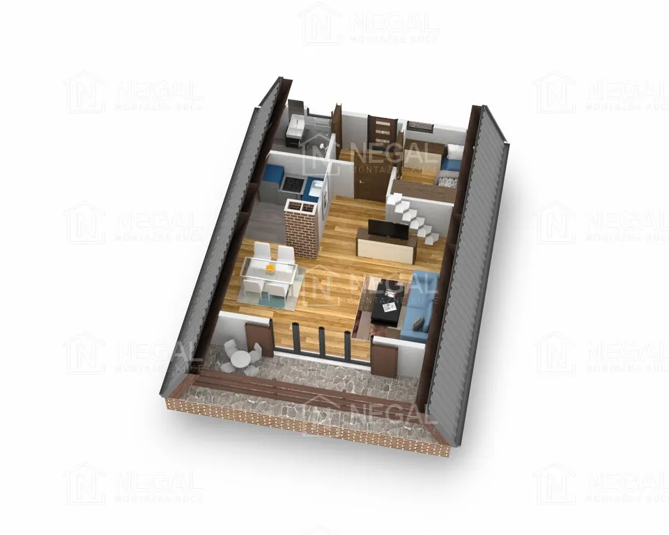Montažna kuća Golija Tip 64, 110 m², Negal