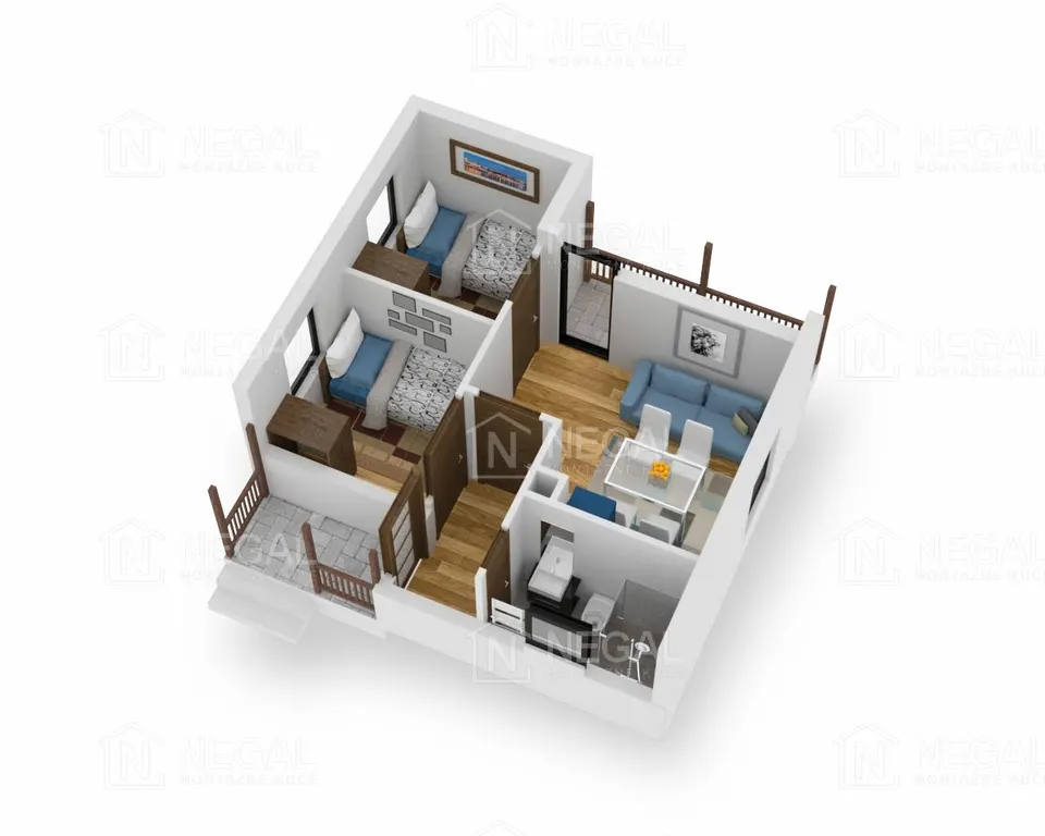 Tloris montažne hiše Klasik Tip 35, 40 m², Negal