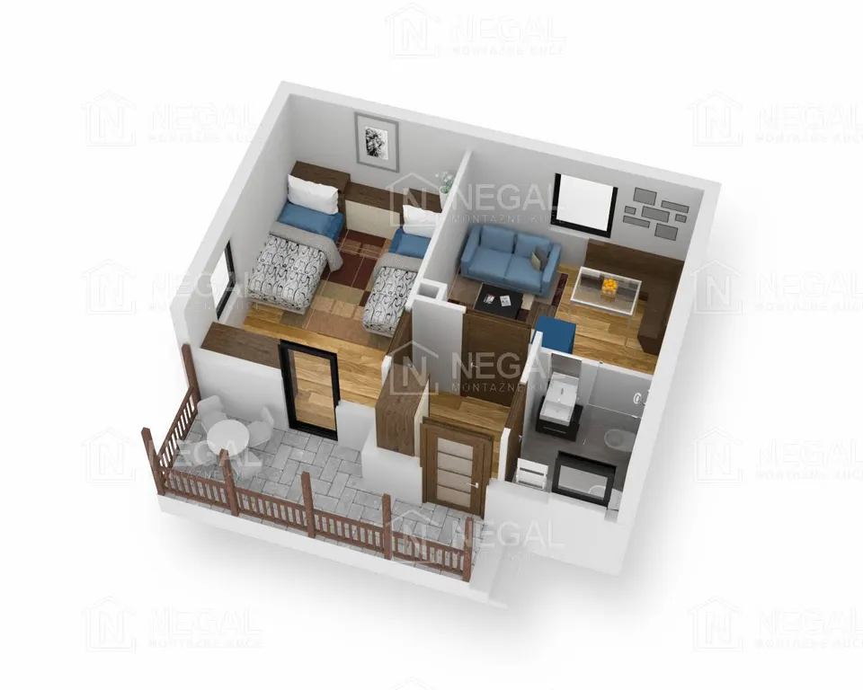 Tloris montažne hiše Klasik Tip 36, 41 m², Negal