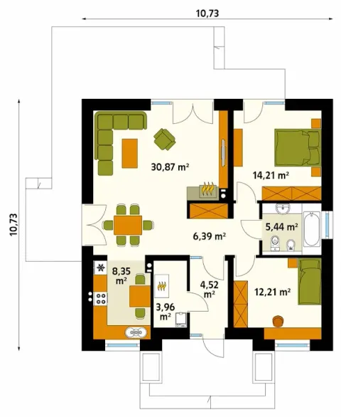 Osnova montažne kuće NV-113, 113 m², NV Trade