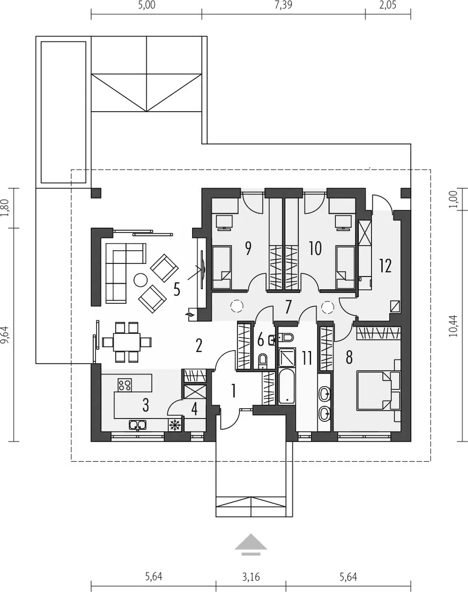 Osnova montažne kuće NV-165, 165 m², NV Trade
