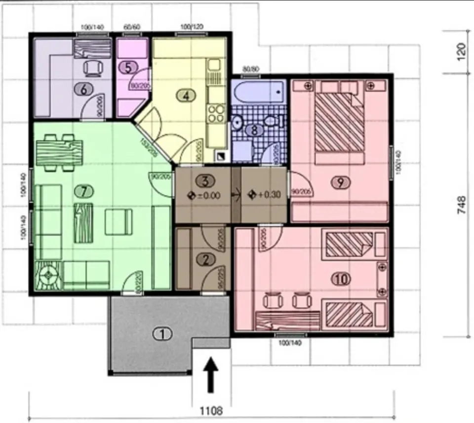 Osnova montažne kuće NV-81, 81 m², NV Trade