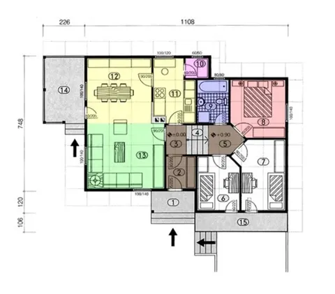 Osnova montažne kuće NV-90, 90 m², NV Trade
