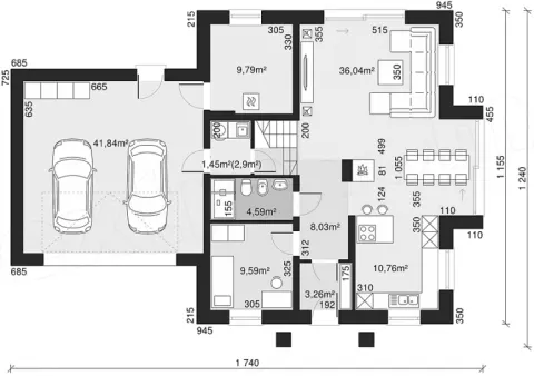 Montažna kuća Q 285, 100 m², Partas