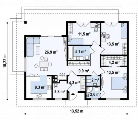 Montažna kuća Q 400, 100 m², Partas