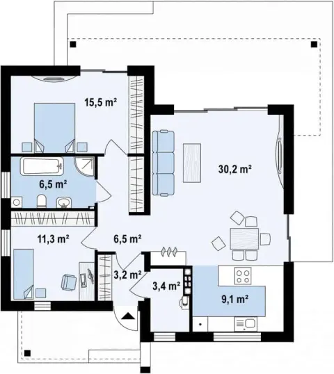 Montažna kuća Q 405, 100 m², Partas