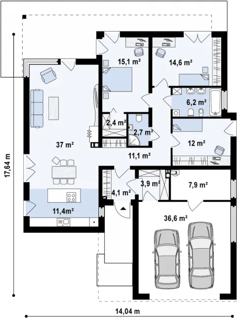 Montažna kuća Q 425, 100 m², Partas
