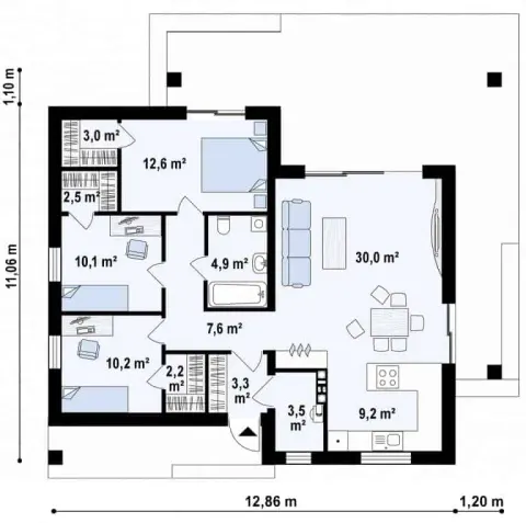 Montažna kuća Q 430, 100 m², Partas