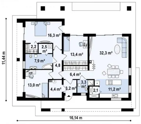 Montažna kuća Q 500, 100 m², Partas