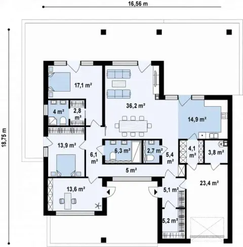 Montažna kuća Q 515, 100 m², Partas
