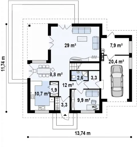 Montažna kuća Q 530, 100 m², Partas