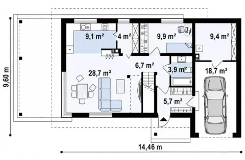 Montažna kuća Q 540, 100 m², Partas