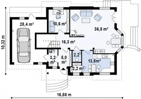 Montažna kuća Q 555, 100 m², Partas