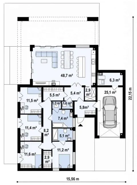 Montažna kuća Q 560, 100 m², Partas
