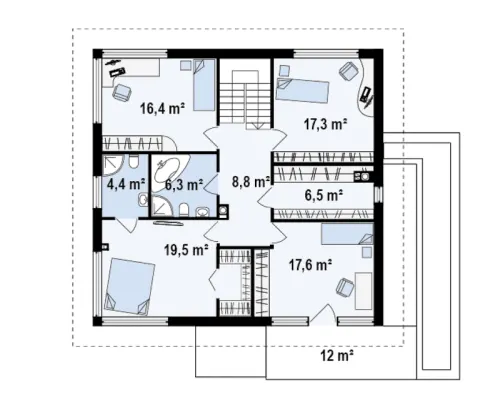 Montažna kuća Q 585, 100 m², Partas