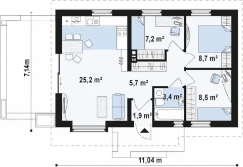 Montažna kuća Q 595, 100 m², Partas