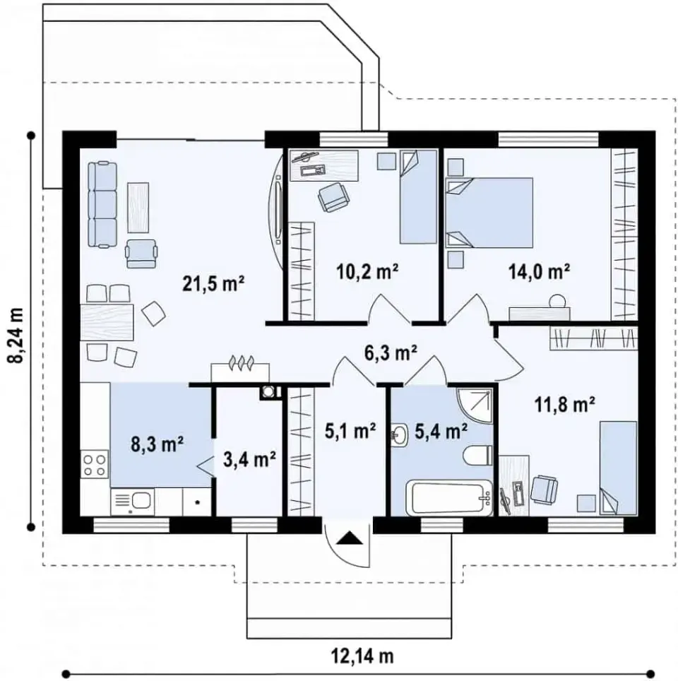 Montažna kuća Q 605, 100 m², Partas