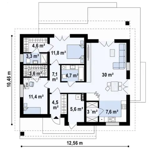 Montažna kuća Q 615, 100 m², Partas