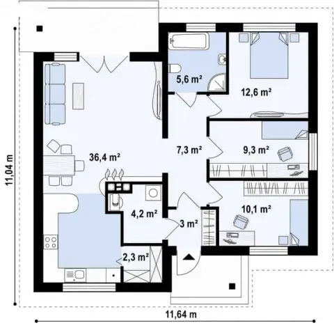 Montažna kuća Q 620, 100 m², Partas