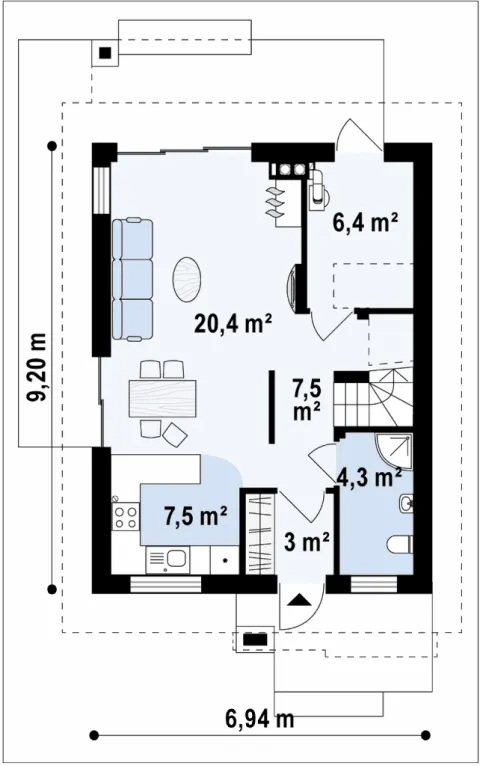 Montažna kuća Q 625, 100 m², Partas