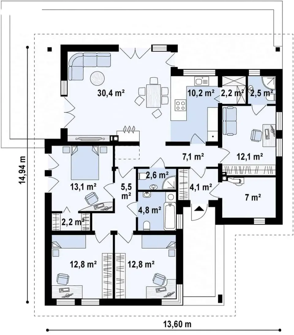 Montažna kuća Q 645, 100 m², Partas