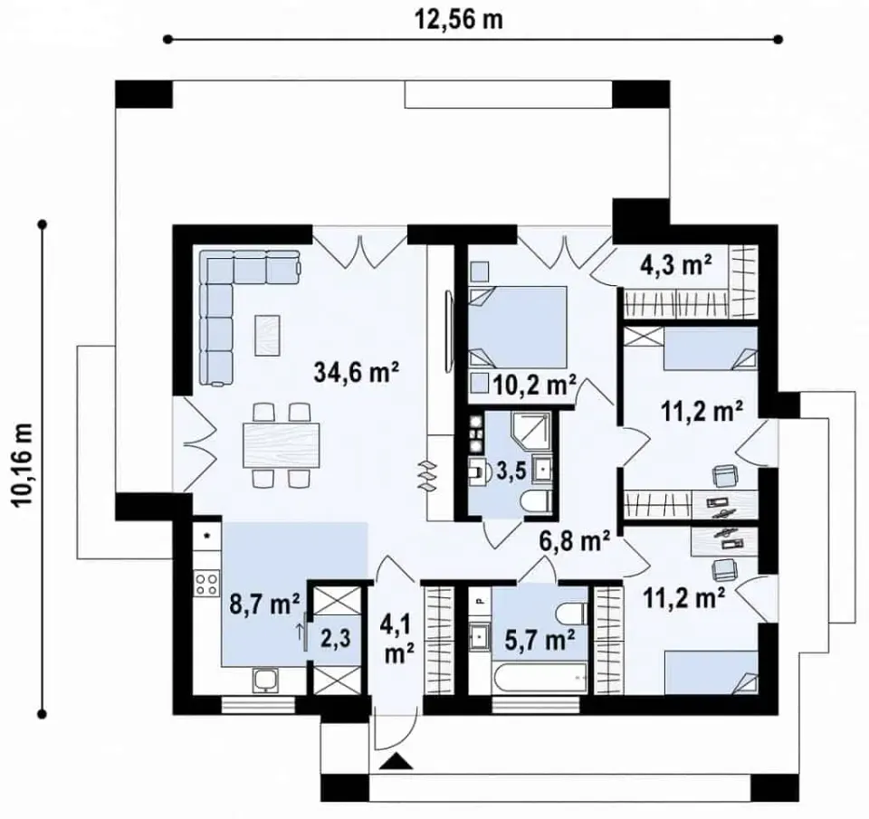 Montažna kuća Q 655, 100 m², Partas