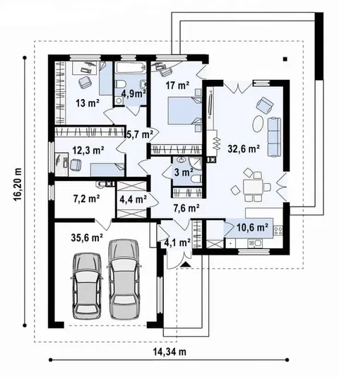 Montažna kuća Q 665, 100 m², Partas